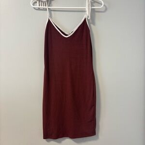 Forever 21 Burgundy Dress with White Trim Small